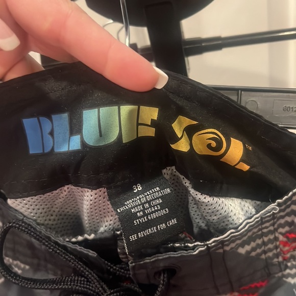 Blue Sol mens, lined swim trunks. - Picture 3 of 4